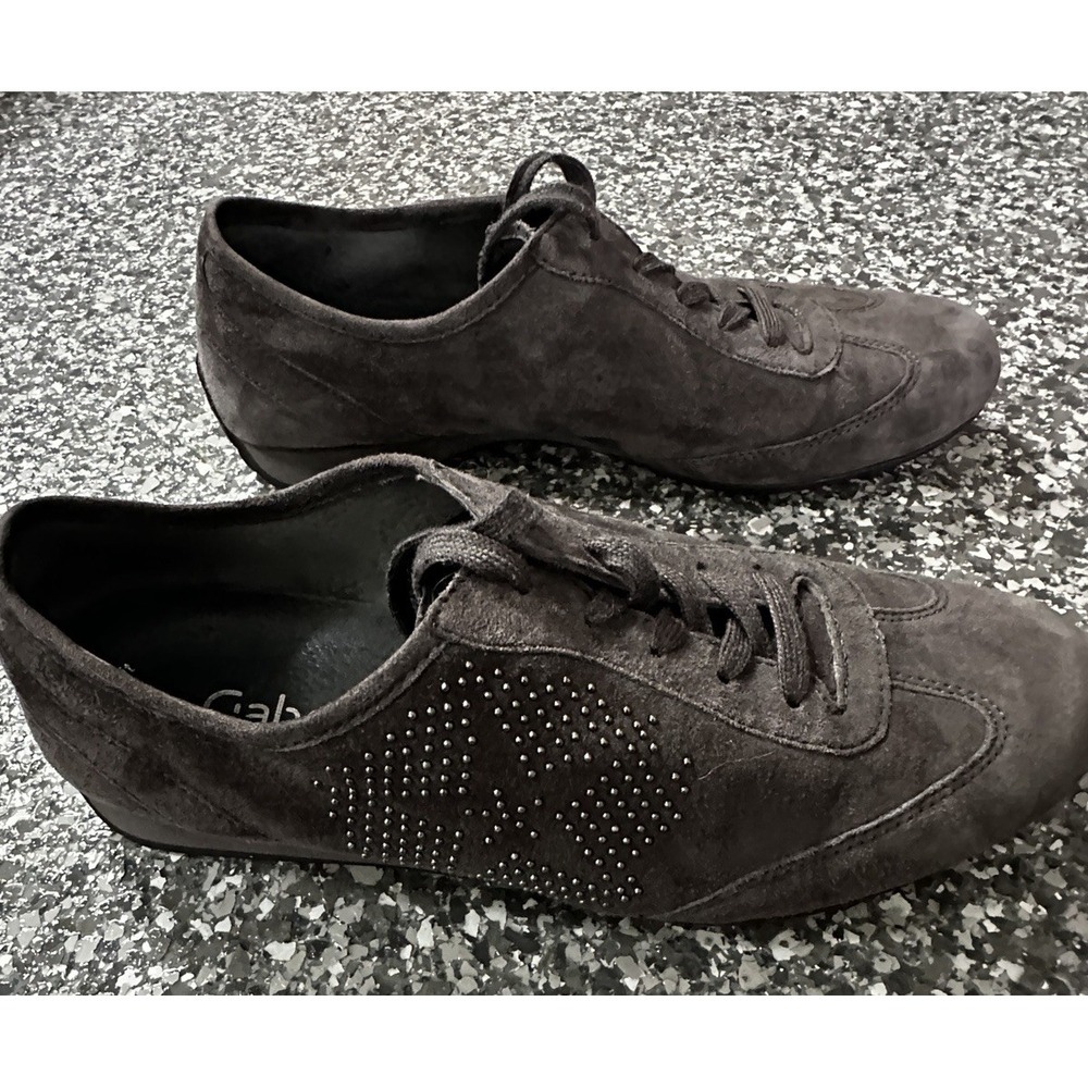 Gabor 76355/29 Womens US 6.5 Low Sneakers Brown Studded Star Suede Comfort